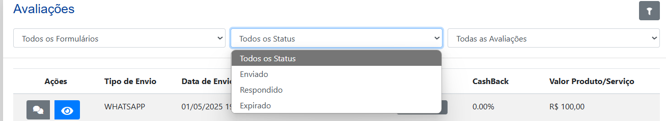Filtro por Status