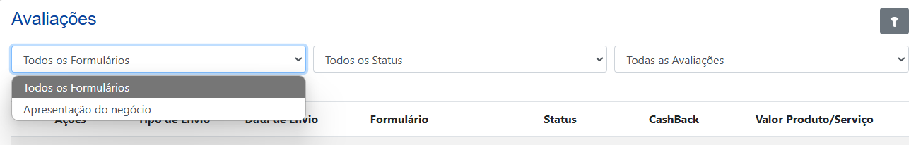 Filtro por Formulário